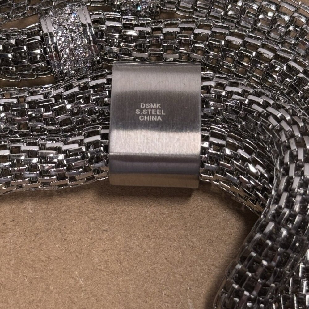 Necklace Popcorn Mesh Link 2 Layer Stainless Steel Silver Tone Station Emma Skye - Picture 3 of 4